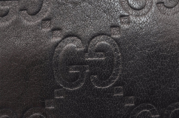 Authentic GUCCI Guccissima Coin Purse Pass Case GG Leather 154672 Black 1262J