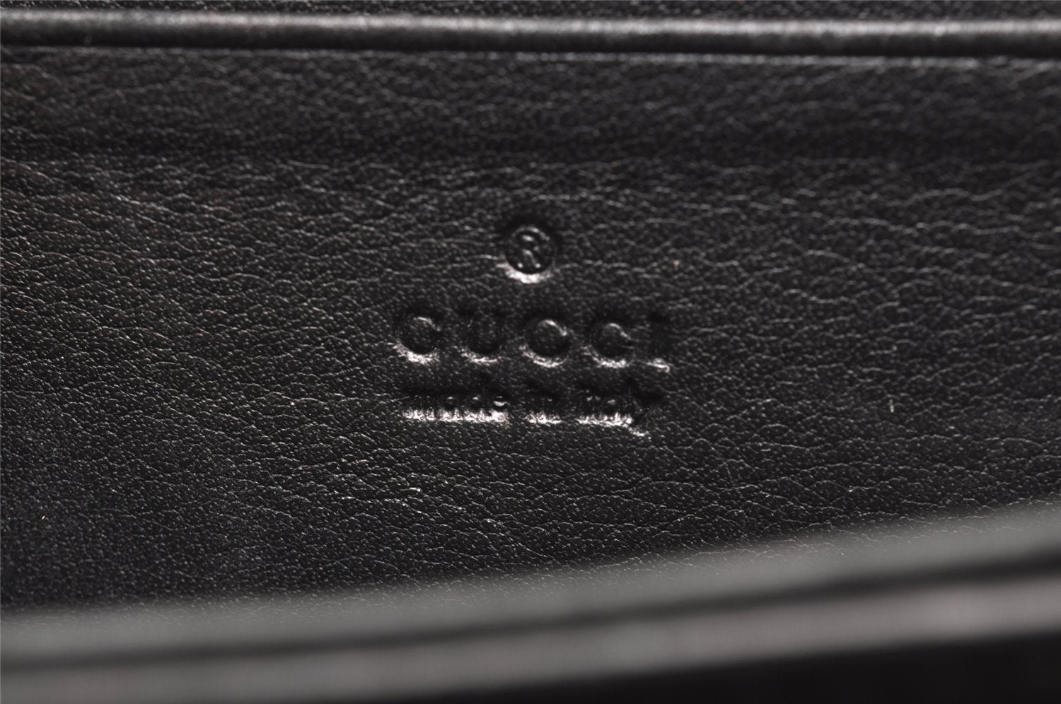 Authentic GUCCI Guccissima Coin Purse Pass Case GG Leather 154672 Black 1262J