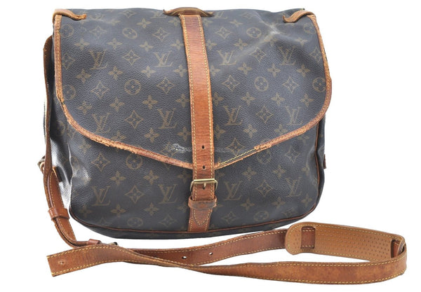Authentic Louis Vuitton Monogram Saumur 35 Shoulder Cross Bag M42254 Junk 1263J