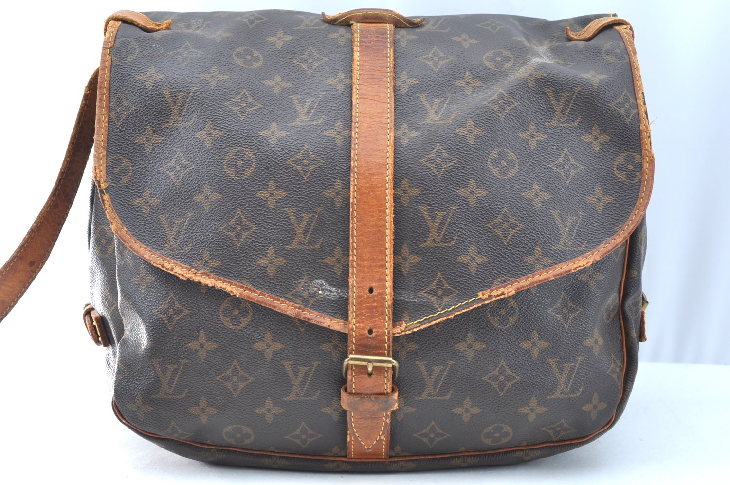 Authentic Louis Vuitton Monogram Saumur 35 Shoulder Cross Bag M42254 Junk 1263J
