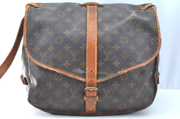 Authentic Louis Vuitton Monogram Saumur 35 Shoulder Cross Bag M42254 Junk 1263J