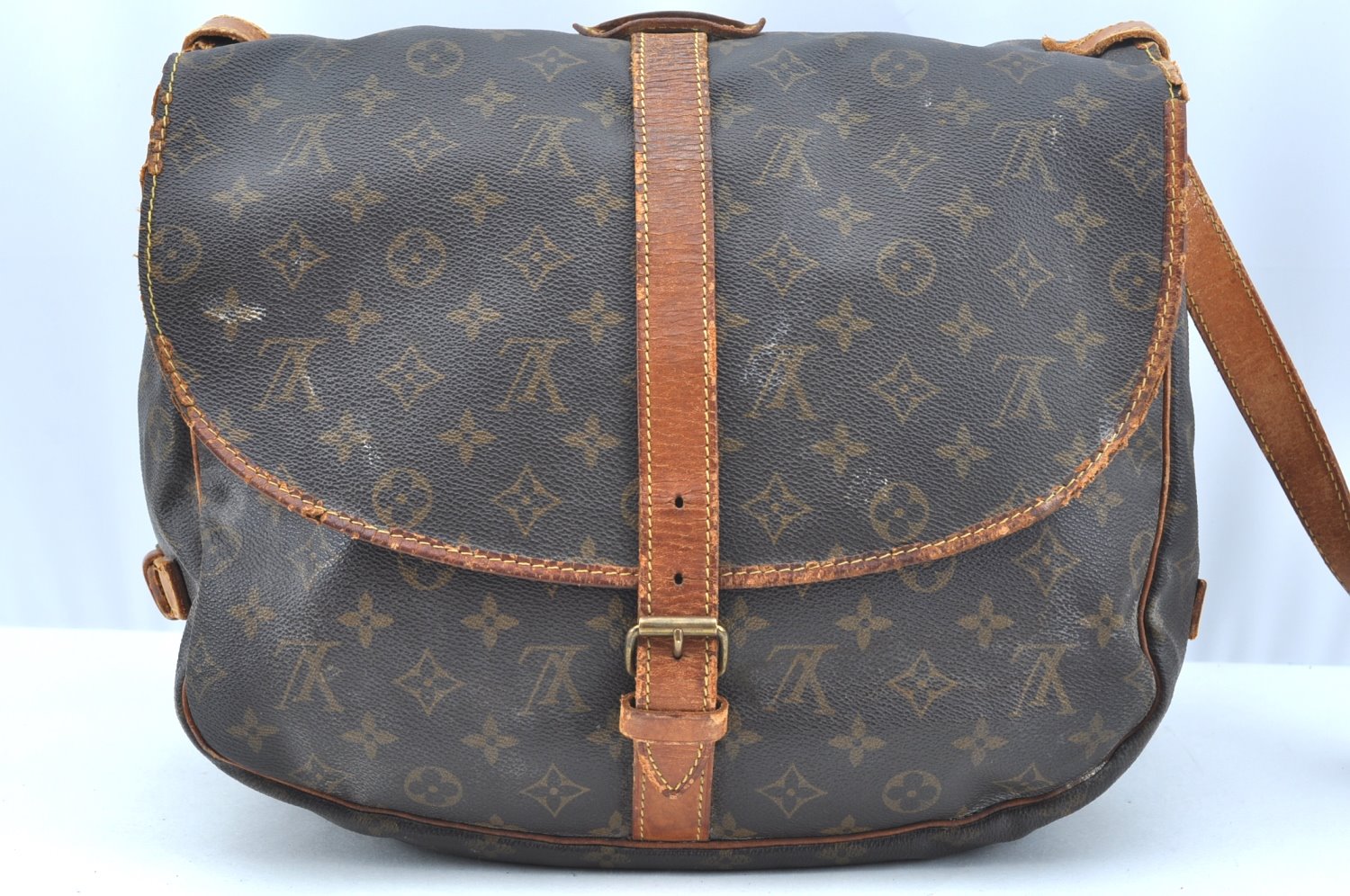 Authentic Louis Vuitton Monogram Saumur 35 Shoulder Cross Bag M42254 Junk 1263J