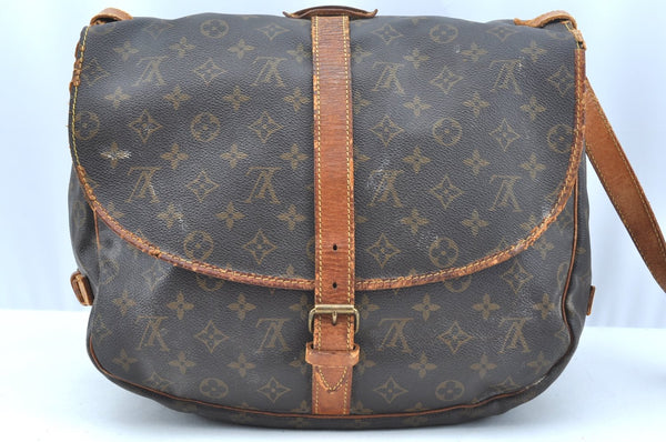 Authentic Louis Vuitton Monogram Saumur 35 Shoulder Cross Bag M42254 Junk 1263J