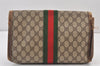 Authentic GUCCI Web Sherry Line Clutch Hand Bag GG PVC Leather Brown Junk 1263K