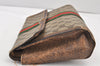Authentic GUCCI Web Sherry Line Clutch Hand Bag GG PVC Leather Brown Junk 1263K