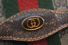 Authentic GUCCI Web Sherry Line Clutch Hand Bag GG PVC Leather Brown Junk 1263K