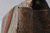 Authentic GUCCI Web Sherry Line Clutch Hand Bag GG PVC Leather Brown Junk 1263K