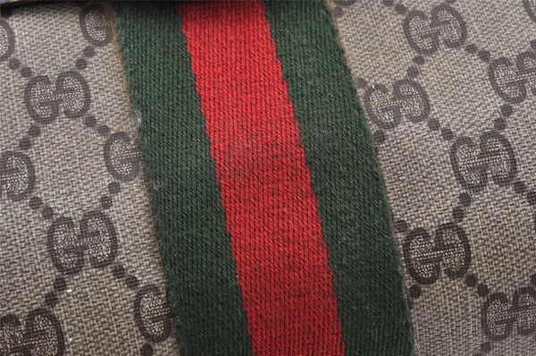 Authentic GUCCI Web Sherry Line Clutch Hand Bag GG PVC Leather Brown Junk 1263K