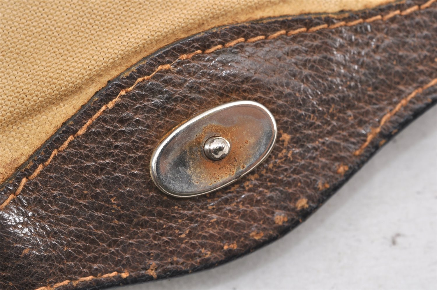 Authentic GUCCI Web Sherry Line Clutch Hand Bag GG PVC Leather Brown Junk 1263K