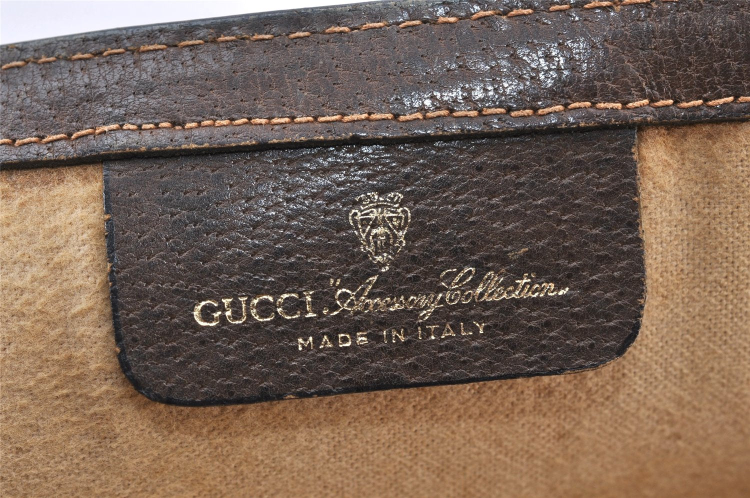 Authentic GUCCI Web Sherry Line Clutch Hand Bag GG PVC Leather Brown Junk 1263K
