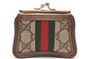 Authentic GUCCI Web Sherry Line Coin Case Purse GG PVC Leather Brown 1264J