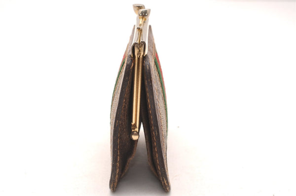 Authentic GUCCI Web Sherry Line Coin Case Purse GG PVC Leather Brown 1264J