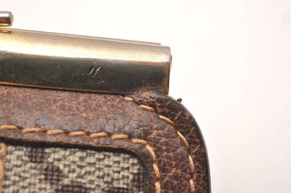 Authentic GUCCI Web Sherry Line Coin Case Purse GG PVC Leather Brown 1264J