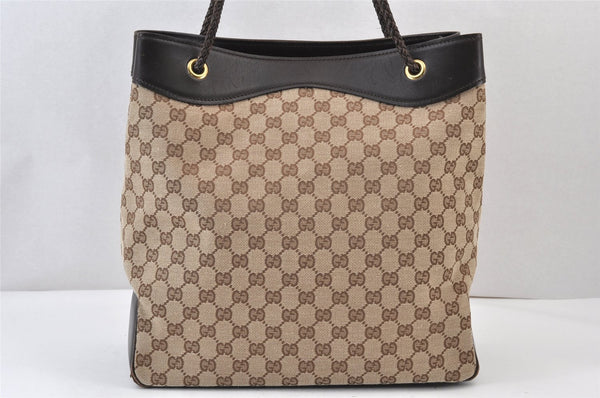 Authentic GUCCI Vintage Shoulder Tote Bag GG Canvas Leather 109141 Brown 1264K