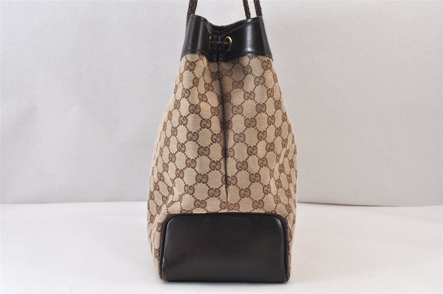Authentic GUCCI Vintage Shoulder Tote Bag GG Canvas Leather 109141 Brown 1264K