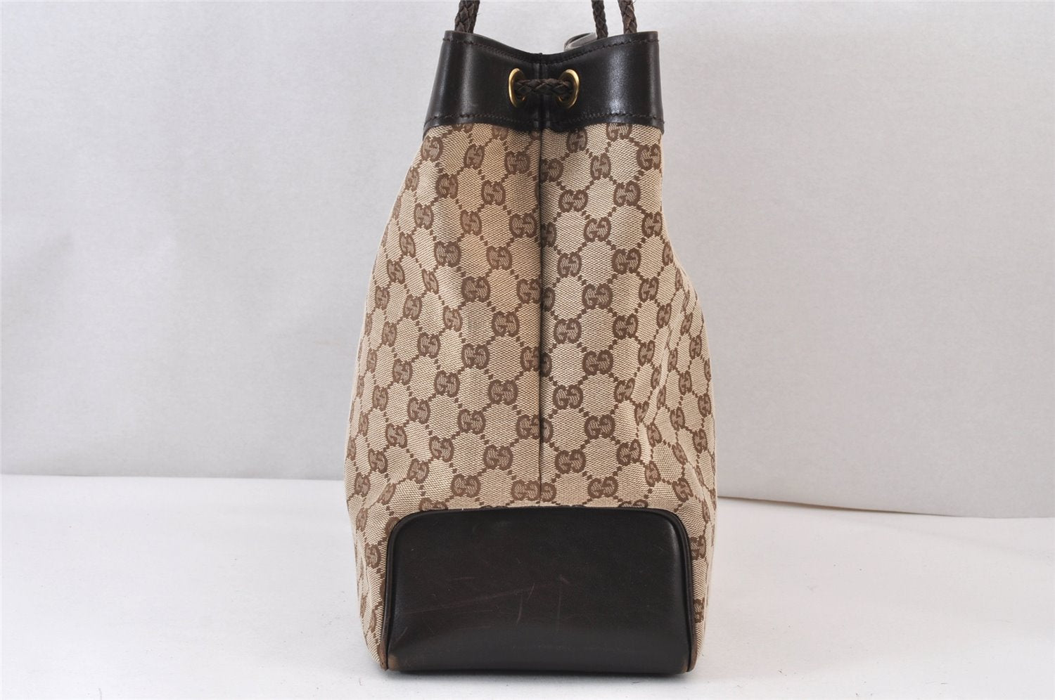 Authentic GUCCI Vintage Shoulder Tote Bag GG Canvas Leather 109141 Brown 1264K