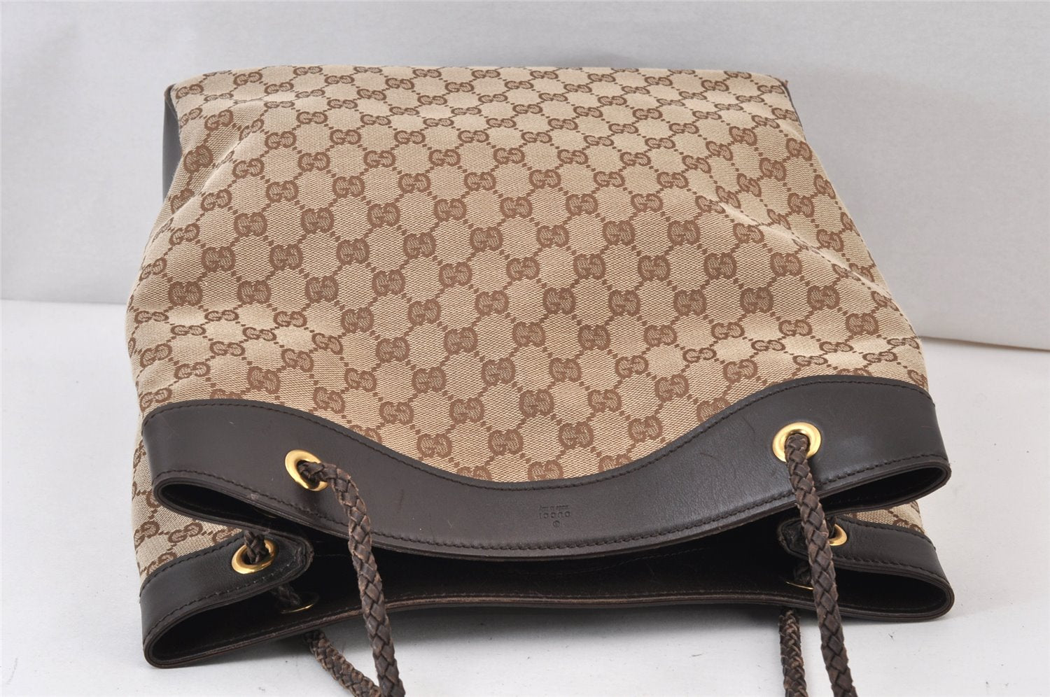 Authentic GUCCI Vintage Shoulder Tote Bag GG Canvas Leather 109141 Brown 1264K