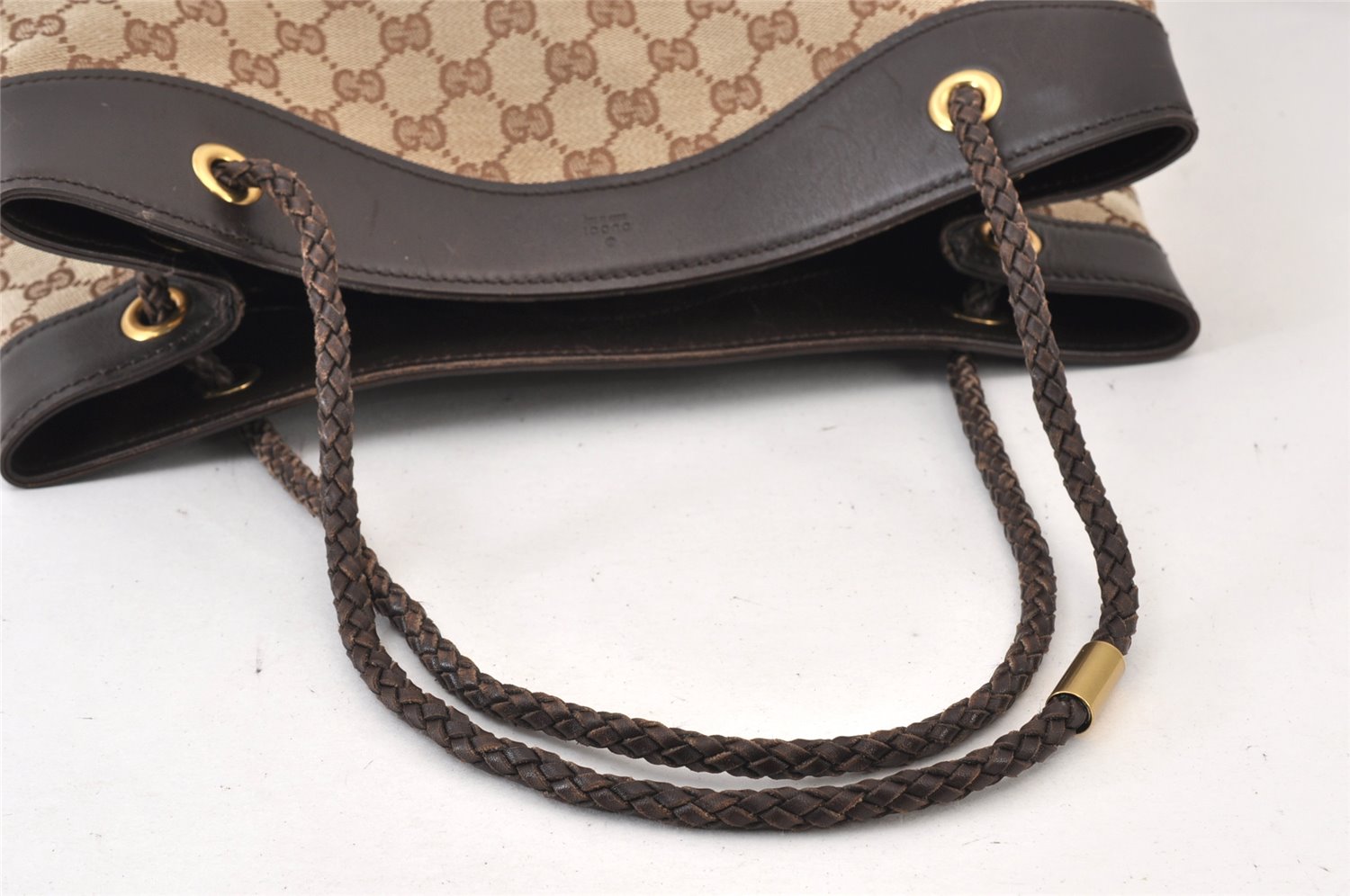 Authentic GUCCI Vintage Shoulder Tote Bag GG Canvas Leather 109141 Brown 1264K