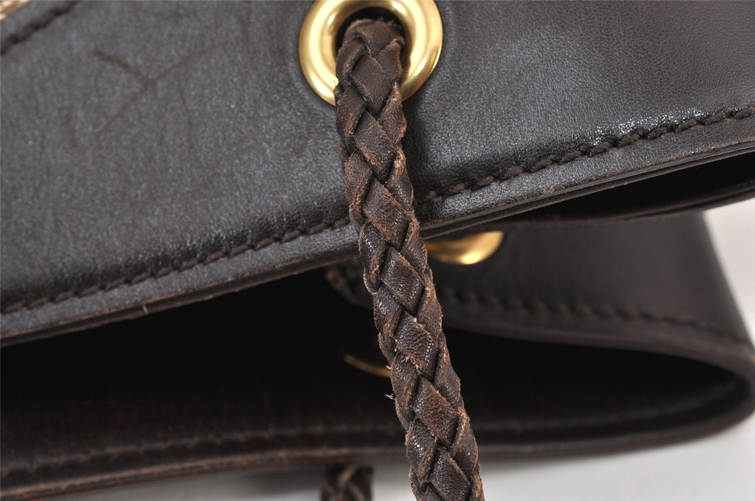 Authentic GUCCI Vintage Shoulder Tote Bag GG Canvas Leather 109141 Brown 1264K