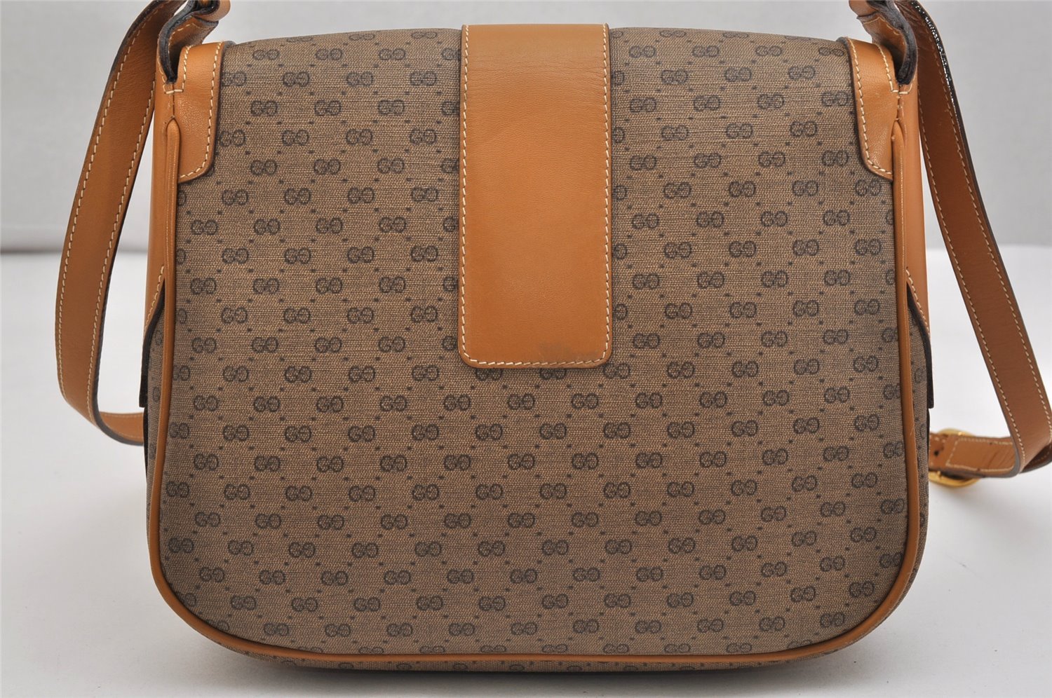 Authentic GUCCI Micro GG PVC Leather Shoulder Cross Body Bag Brown Junk 1265K