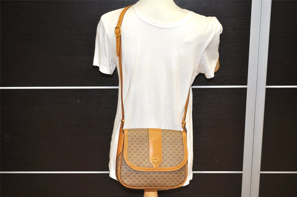 Authentic GUCCI Micro GG PVC Leather Shoulder Cross Body Bag Brown Junk 1265K