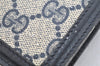Authentic GUCCI Vintage Sherry Line Pouch Purse GG PVC Leather Navy Blue 1266K