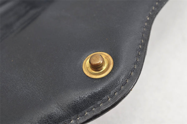 Authentic GUCCI Vintage Sherry Line Pouch Purse GG PVC Leather Navy Blue 1266K