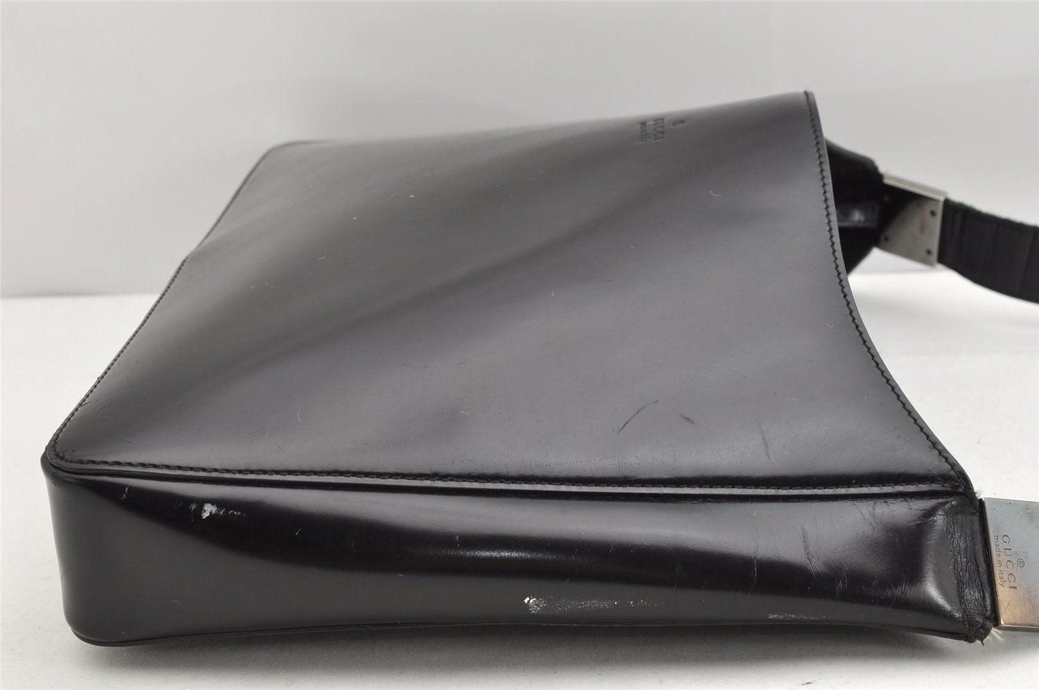 Authentic GUCCI Web Sherry Line Shoulder Cross Bag Purse Leather Black 1267K