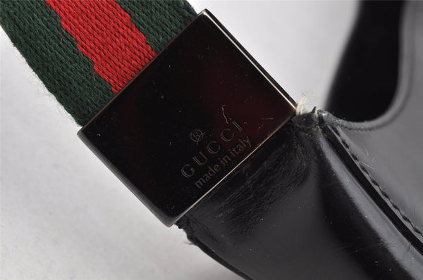 Authentic GUCCI Web Sherry Line Shoulder Cross Bag Purse Leather Black 1267K