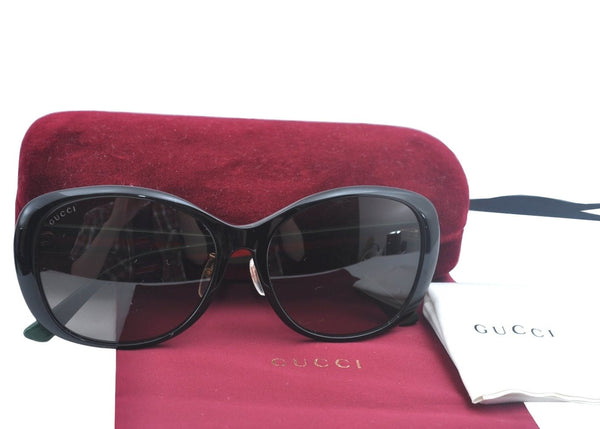 Auth GUCCI Web Sherry Line Interlocking Sunglasses Plastic GG0849SK Black 1268J