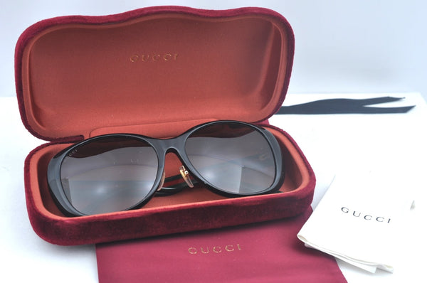 Auth GUCCI Web Sherry Line Interlocking Sunglasses Plastic GG0849SK Black 1268J