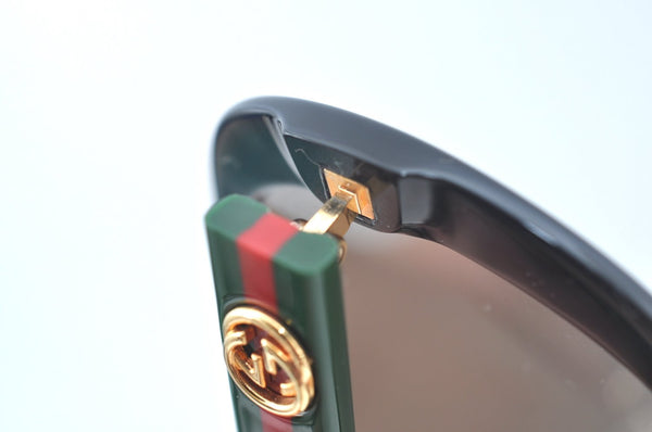 Auth GUCCI Web Sherry Line Interlocking Sunglasses Plastic GG0849SK Black 1268J