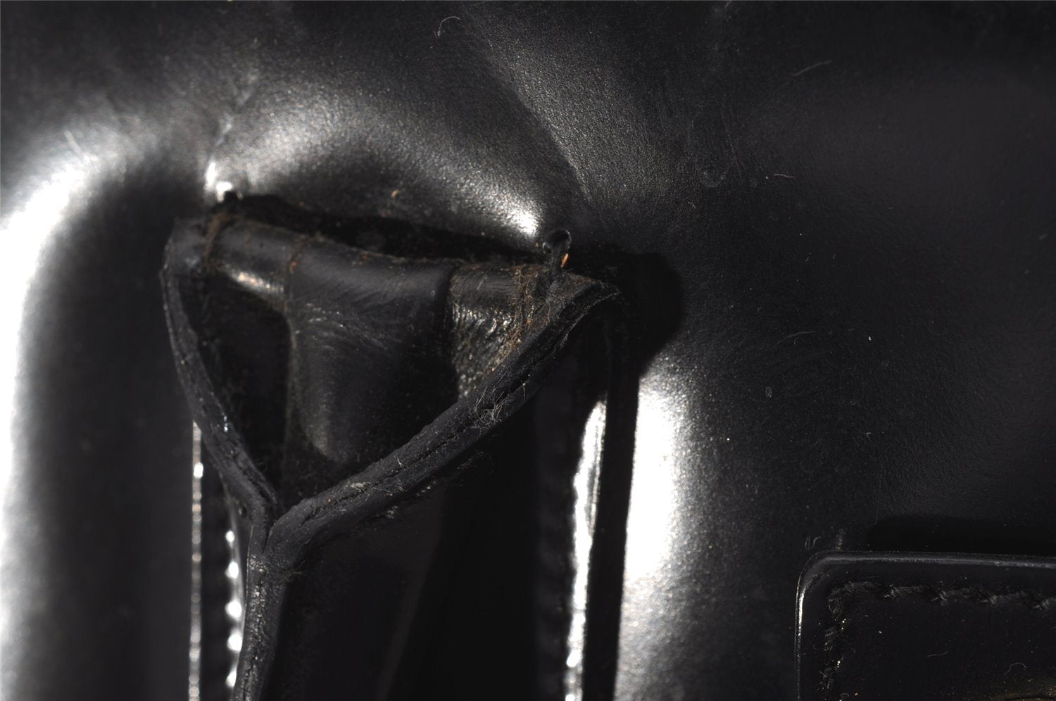 Authentic GUCCI Vintage 2Way Shoulder Hand Bag Purse Enamel Black Junk 1269I