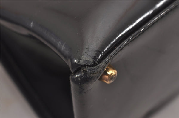 Authentic GUCCI Vintage 2Way Shoulder Hand Bag Purse Enamel Black Junk 1269I