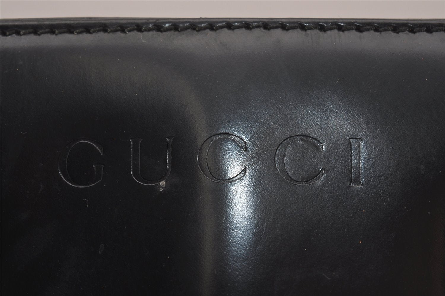 Authentic GUCCI Vintage 2Way Shoulder Hand Bag Purse Enamel Black Junk 1269I