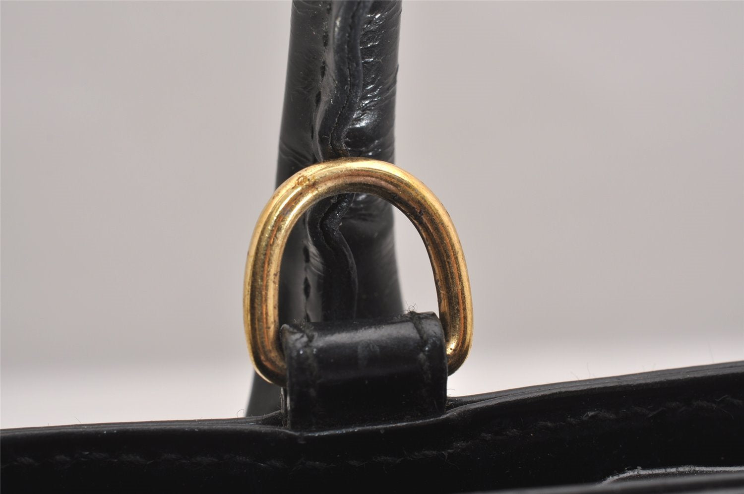 Authentic GUCCI Vintage 2Way Shoulder Hand Bag Purse Enamel Black Junk 1269I