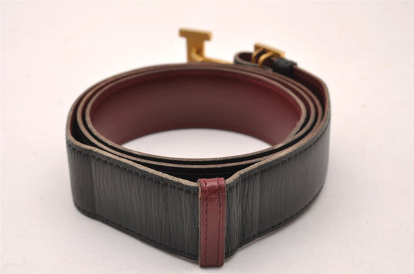 Authentic HERMES Vintage Constance Leather Belt 39.4" Black Red 1269J
