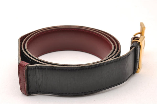 Authentic HERMES Vintage Constance Leather Belt 39.4" Black Red 1269J
