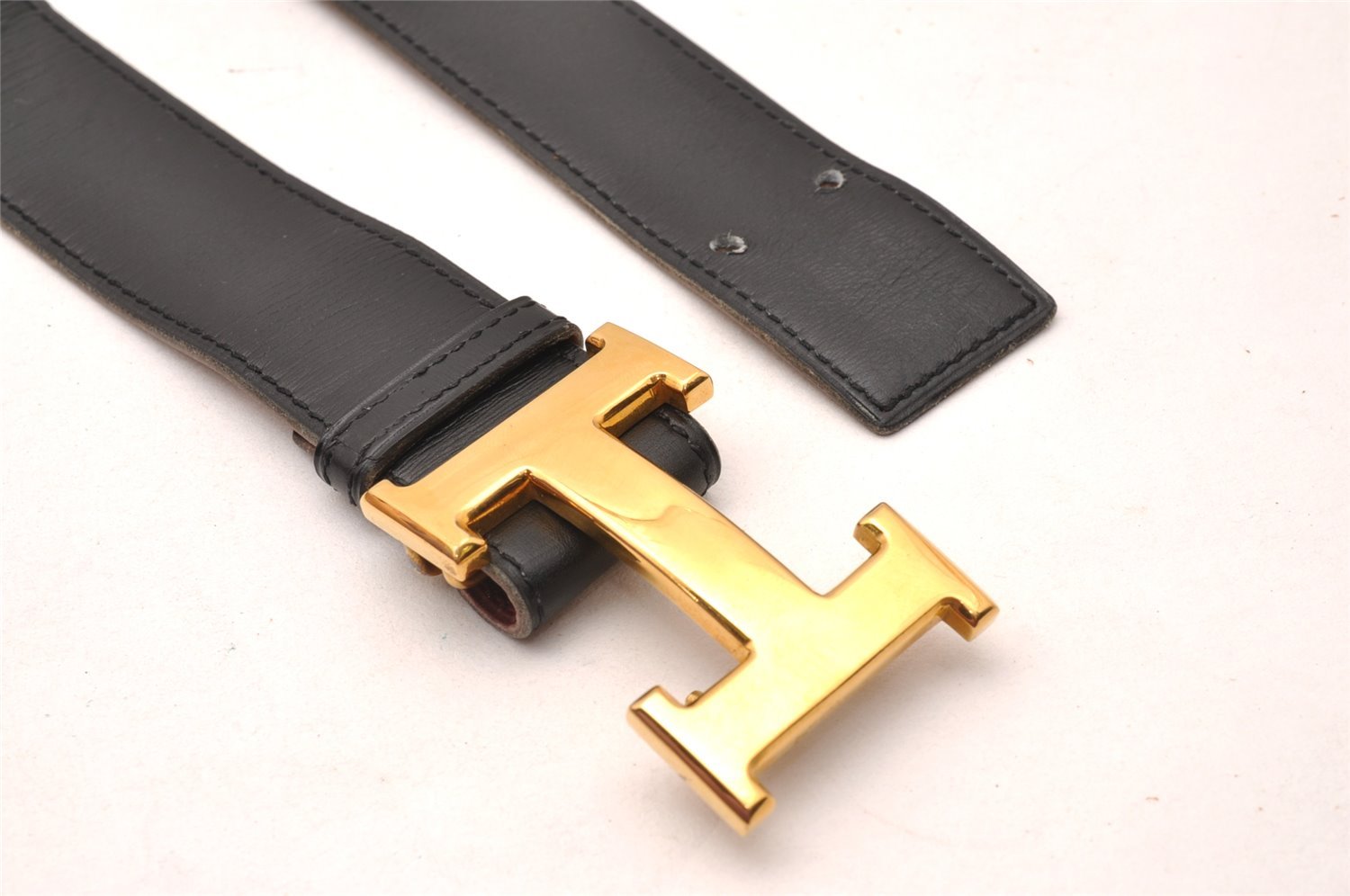 Authentic HERMES Vintage Constance Leather Belt 39.4