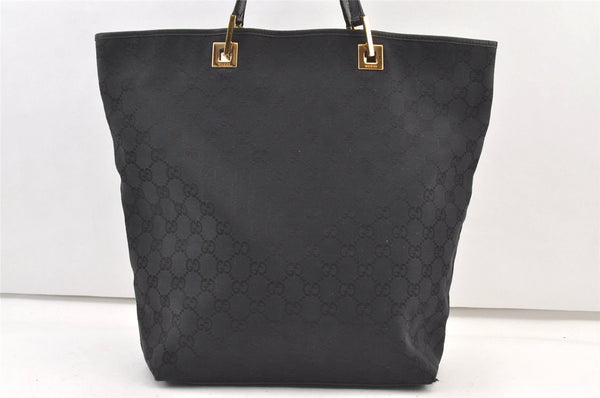 Authentic GUCCI Vintage Shoulder Tote Bag GG Canvas Leather 0021098 Black 1270K