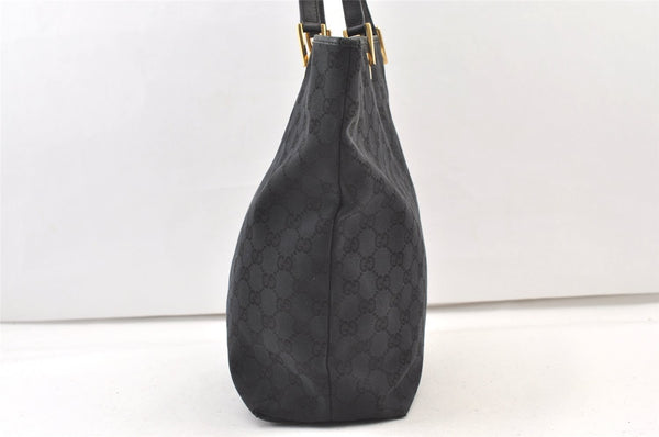 Authentic GUCCI Vintage Shoulder Tote Bag GG Canvas Leather 0021098 Black 1270K