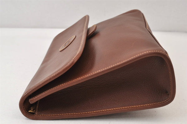 Authentic GUCCI Vintage Clutch Shoulder Bag Purse Leather Brown Junk 1272K