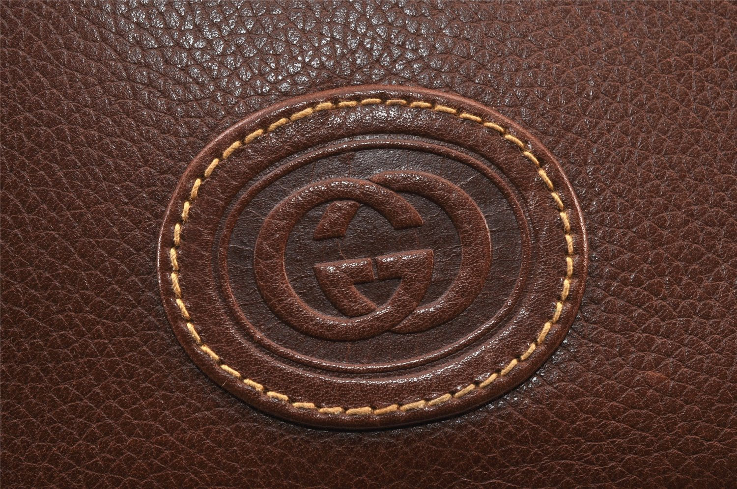 Authentic GUCCI Vintage Clutch Shoulder Bag Purse Leather Brown Junk 1272K