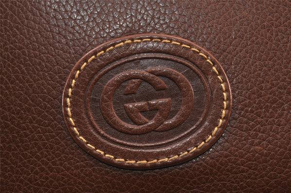 Authentic GUCCI Vintage Clutch Shoulder Bag Purse Leather Brown Junk 1272K