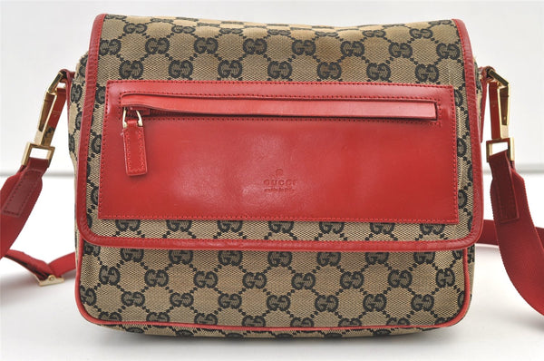 Authentic GUCCI Shoulder Cross Body Bag GG Canvas Leather Brown Black 1273K
