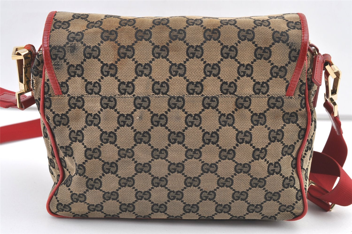Authentic GUCCI Shoulder Cross Body Bag GG Canvas Leather Brown Black 1273K