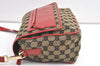 Authentic GUCCI Shoulder Cross Body Bag GG Canvas Leather Brown Black 1273K