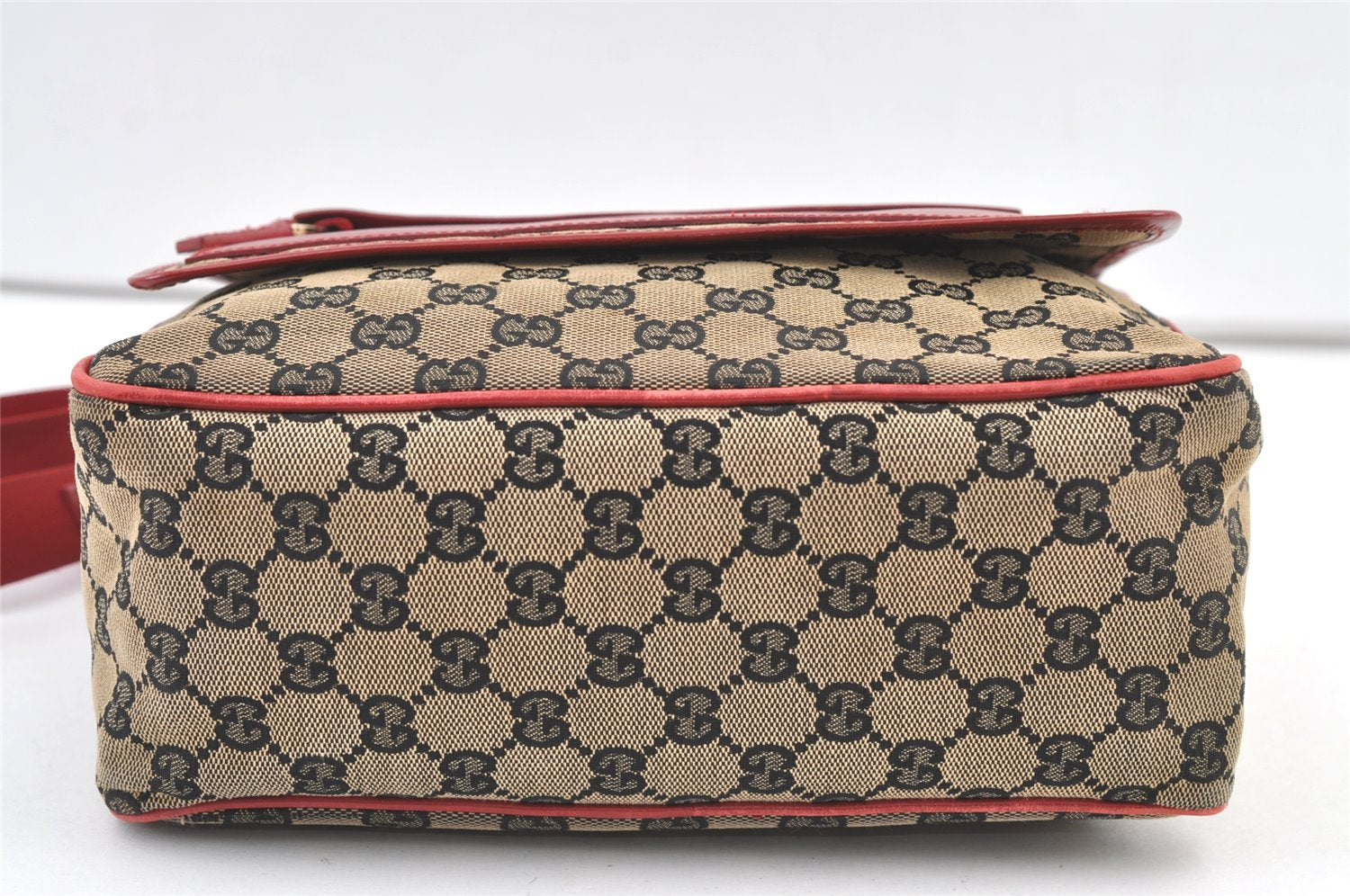 Authentic GUCCI Shoulder Cross Body Bag GG Canvas Leather Brown Black 1273K
