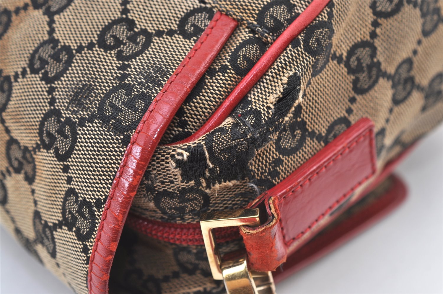 Authentic GUCCI Shoulder Cross Body Bag GG Canvas Leather Brown Black 1273K