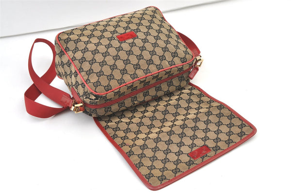 Authentic GUCCI Shoulder Cross Body Bag GG Canvas Leather Brown Black 1273K